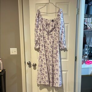 SHEIN Purple Floral Long Sleeve Dress